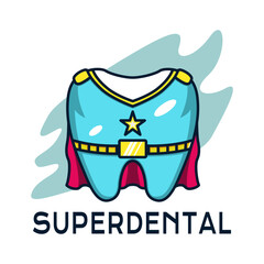 Super Dental icon logo illustration, health hero.