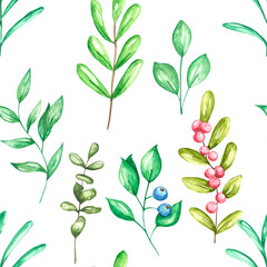 Seamless pattern floral element watercolor nand drawing