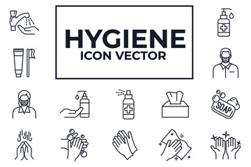 Set of Hygiene icon. Coronavirus protection pack symbol template for graphic and web design collection logo vector illustration