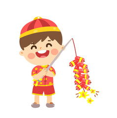 Cute Cartoon Chinese Kids for Chinese New Year.