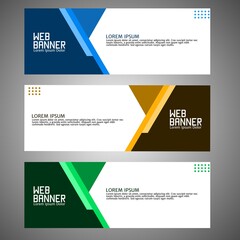Abstract corporate business banner template, horizontal advertising business banner layout set flat design, clean geometric abstract header background template for website design,