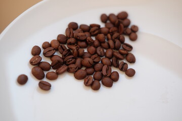 Coffee beans on a white background