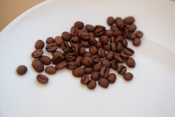 Coffee beans on a white background