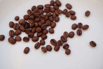 Coffee beans on a white background