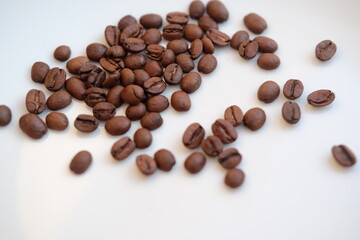 Coffee beans on a white background