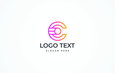 C Technology Log, Data, WiFi connection logo, C Letter Logo