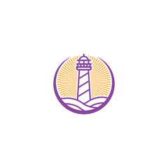 modern lighthouse beam logo design