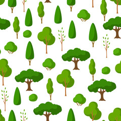 Spring or summer seamless pattern with stylized trees.