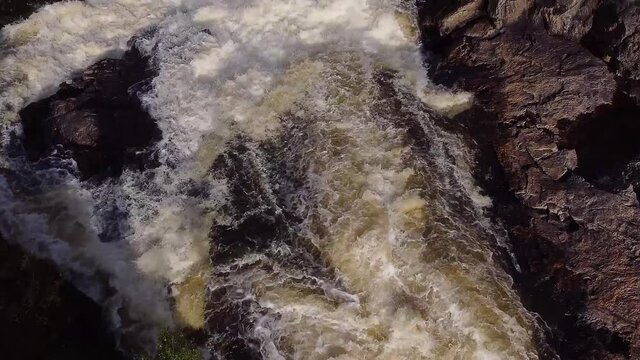 Republic of Karelia, Russia. Beautiful northern nature. River and waterfall. Northwestern Russia. Incredibly beautiful, wild forests of Karelia. The most beautiful waterfall Kumi-threshold. 