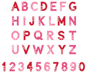 Heart Cutout Alphabet Letters and Numbers Graphic Set - Red and Pink 