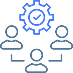 Obraz premium Teamwork line icon. Team employees symbol. Remote office sign. Design element. Line style teamwork icon. Vector illustrations.