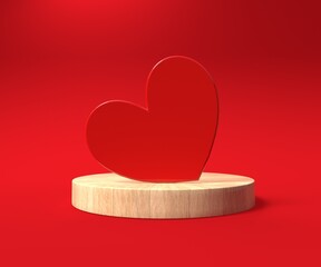 Heart with a podium - Appreciation and love theme - 3D render