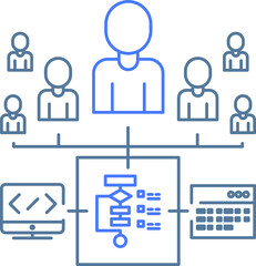 Teamwork line icon. Team employees symbol. Remote office sign.  Design element. Line style teamwork icon. Vector illustrations.