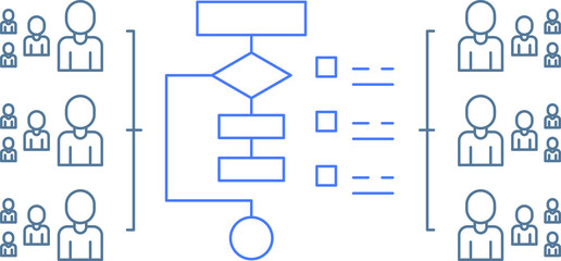 Teamwork line icon. Team employees symbol. Remote office sign.  Design element. Line style teamwork icon. Vector illustrations.