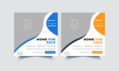 Post Template Real Estate Business Marketing Social Media Banner and square flyer poster. Editable Promotion corporate Web Banner Stories Ads