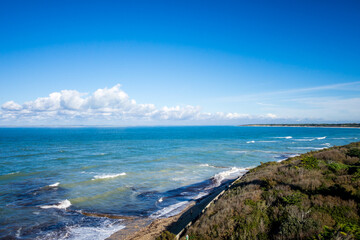 Coastline and seascape view from the Whale lighthouse, in Re island