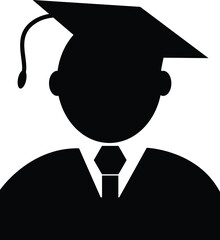 Graduate student in hat vector icon. Graduated student. mortar hat. graduation academic wear