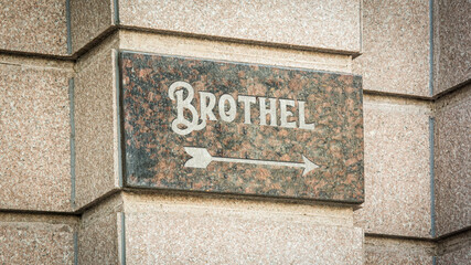 Street Sign to Brothel - obrazy, fototapety, plakaty