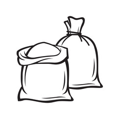 big black knotted sacks icon isolated on white background