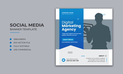Digital marketing corporate social media instagram post and web banner template
