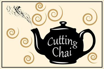 Cutting chai or tea poster, teapot