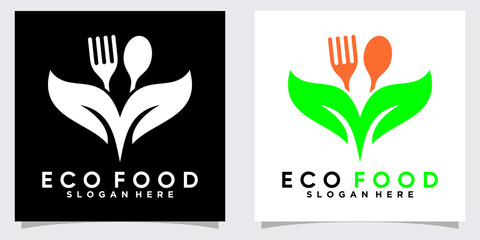 eco food logo design with style and creative concept