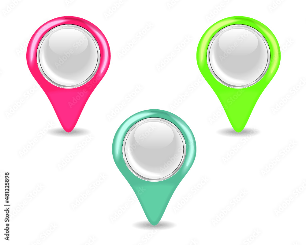 Poster map pointer icon set isolated on a white background