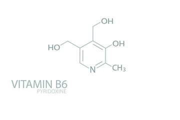 Obraz premium Vitamin B6 (pyridoxine) molecular skeletal chemical formula. 