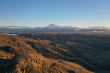 top view from the top of the volcano in the North Caucasus
