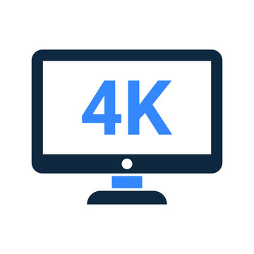 4k, hd, monitor icon. Simple editable vector illustration.