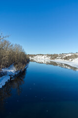 North Saskatchewan River on a Clear Winter Day