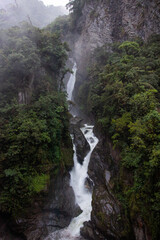 waterfall in the mountains Pailon  del  diablo Ecuador