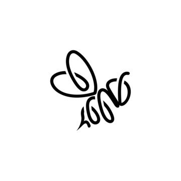 Bee logo icon line style vector.