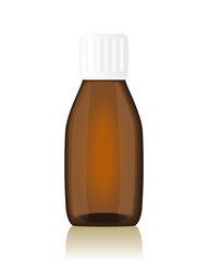 Medicine bottle of brown glass isolated on a white background