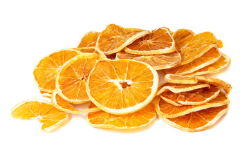 Dried orange fripsy fruit food diet slices isolated on the white background decorative