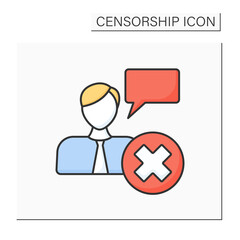 Fototapeta na wymiar Cancel culture color icon. Call-out culture. Limiting public figures after objectionable or offensive statements. Group shaming. Censorship concept. Isolated vector illustration