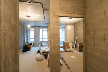 Interior of apartment during on the renovation and construction