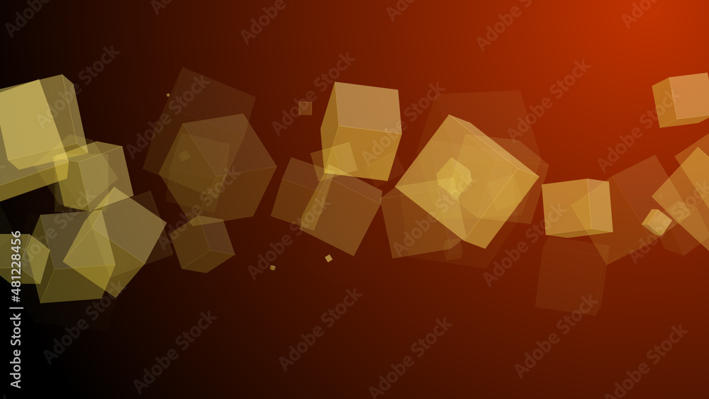 Poster 3d cubic blocks square mockup with perspective render illustration