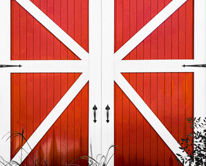 red white barn doors farm wooden doors © DrewDuzz