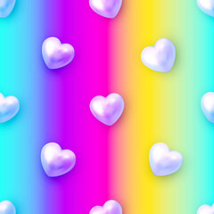 Rainbow pattern with pearl hearts