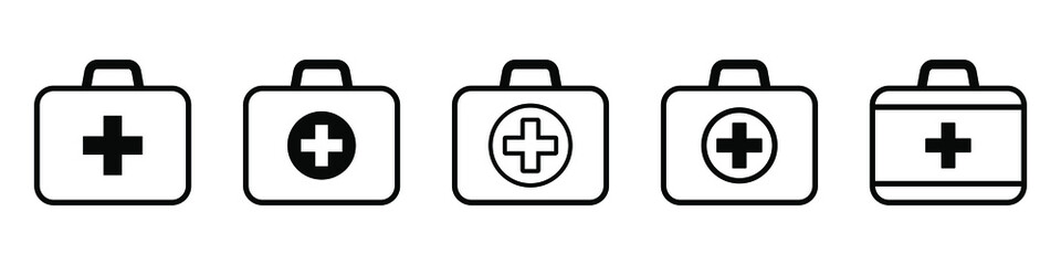 First aid box line icon, medical briefcase icon vector isolated