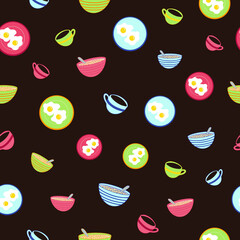 Seamless repeat surface pattern breakfast illustration