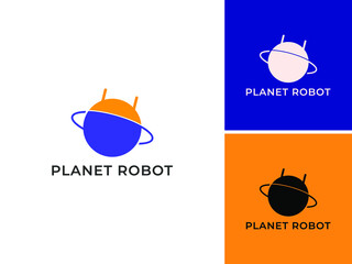 ILLUSTRATION PLANET ROBOT LOGO MODERN DESIGN VECTOR