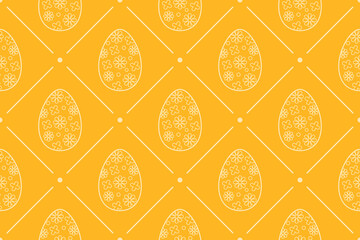 Holiday seamless pattern in orange color with Easter Eggs. Endless texture for web page, picnic tablecloth, wrapping paper. Pattern template in swatches panel.