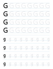 Obraz premium Tracing letter g worksheet for preschool