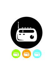 Retro radio receiver with antenna vector icon