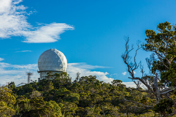 View of Radome geodesic dome on the top of Waimea Canyon on Kauai Island, Hawaii