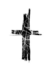 Cross made of tree branches. Vector illustration