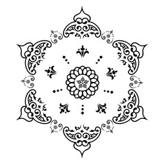 Vector pattern in Eastern style. Ornate element for design and place for text. Ornamental lace pattern for wedding invitations and greeting cards. Traditional pastel decor on light background.