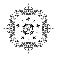 Vector pattern in Eastern style. Ornate element for design and place for text. Ornamental lace pattern for wedding invitations and greeting cards. Traditional pastel decor on light background.